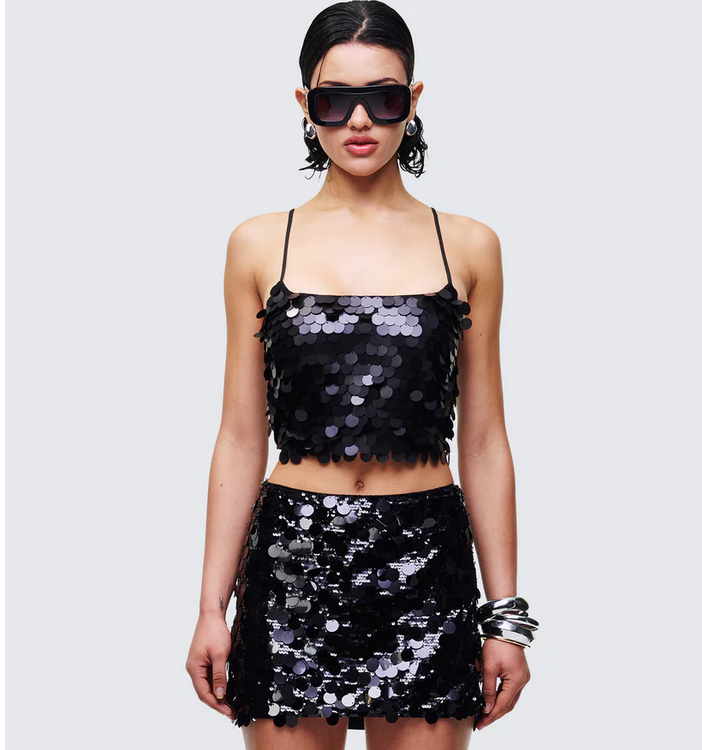 Finesse Mondana Black Sequin Cami Top