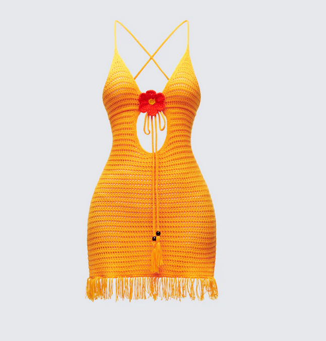 Finesse Kavi Yellow Knitted Mini Dress