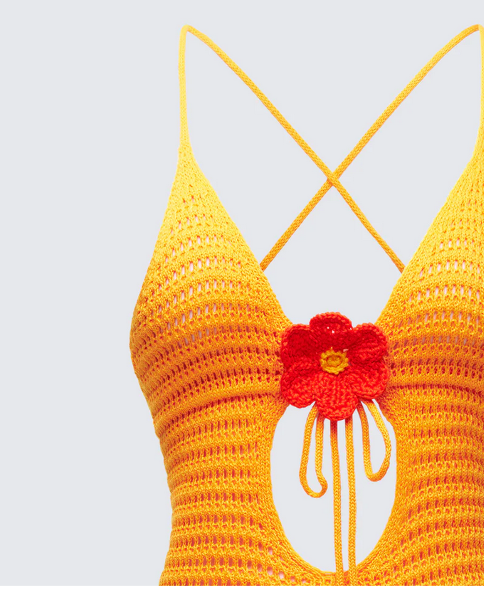 Finesse Kavi Yellow Knitted Mini Dress