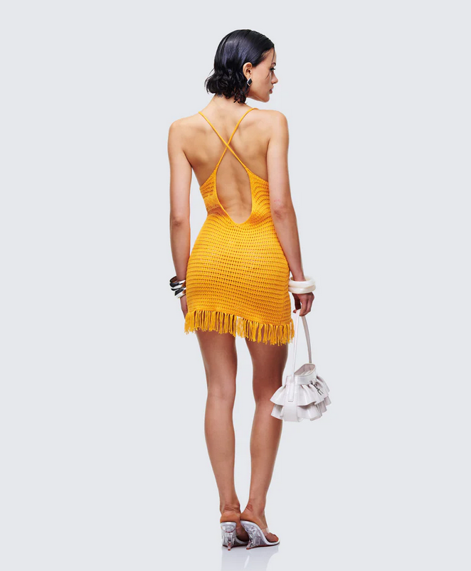 Finesse Kavi Yellow Knitted Mini Dress