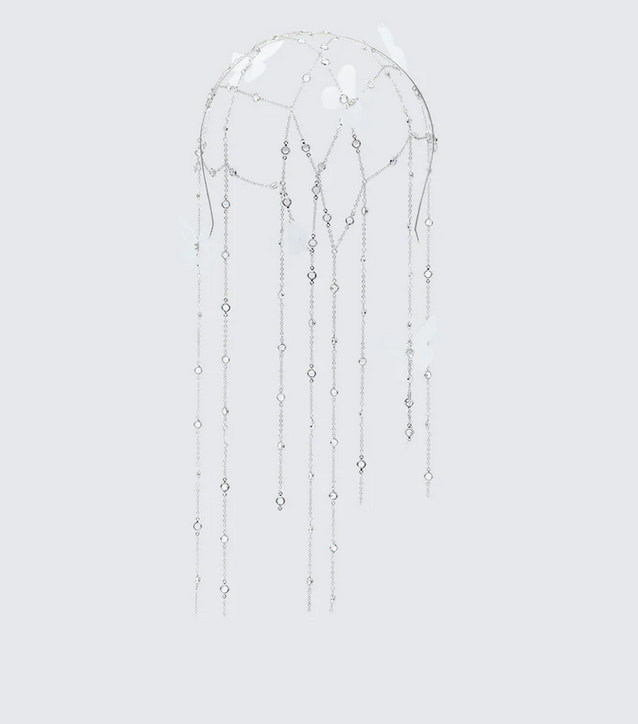 Finesse Arcadia Silver Butterfly Chain Veil Head Band