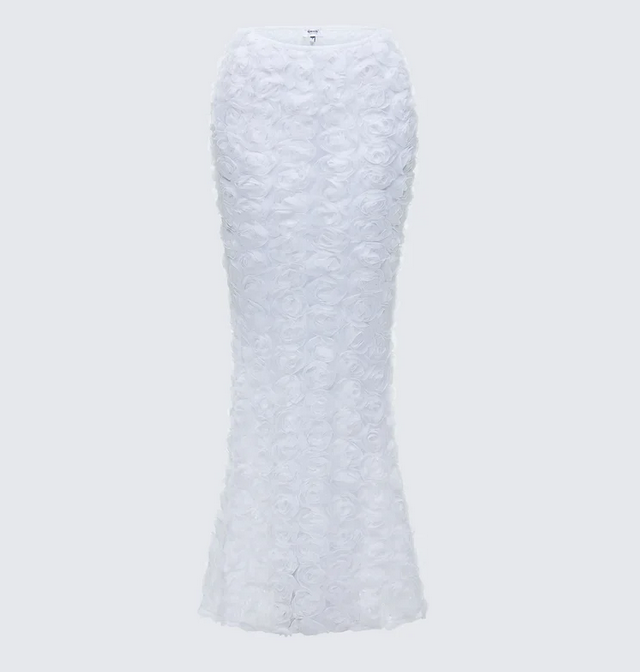 Finesse Ambrose White 3D Flower Maxi Skirt