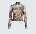 Finesse Neo Print Mesh Tatt Cherub Top