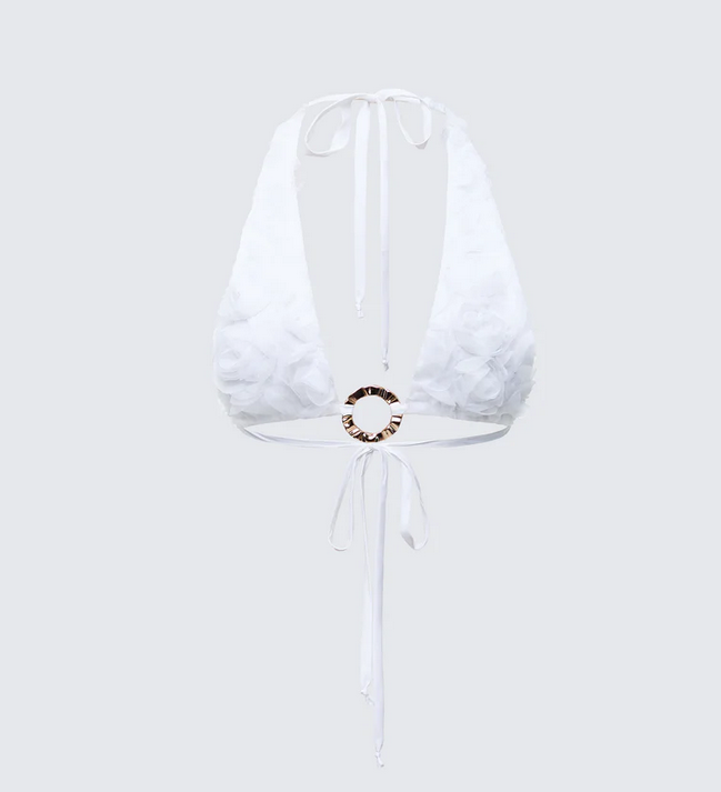 Finesse Ambrose White Flower Triangle Bra Top