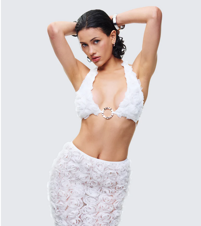 Finesse Ambrose White Flower Triangle Bra Top