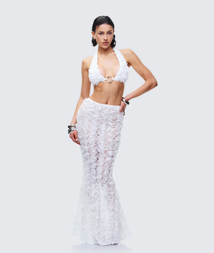 Finesse Ambrose White Flower Triangle Bra Top
