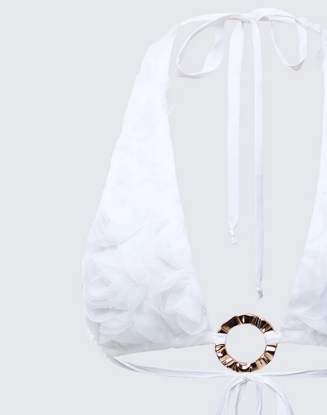 Finesse Ambrose White Flower Triangle Bra Top