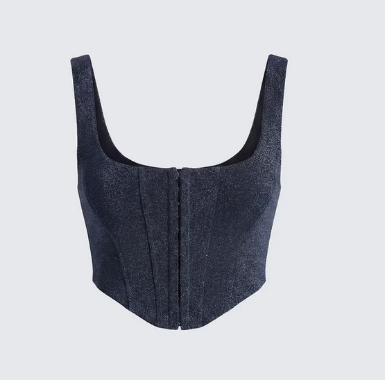 Finesse Jarvis Black Metallic Hook & Eye Corset
