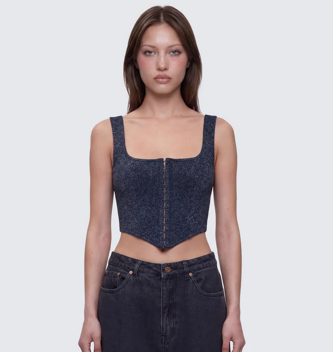 Finesse Jarvis Black Metallic Hook & Eye Corset