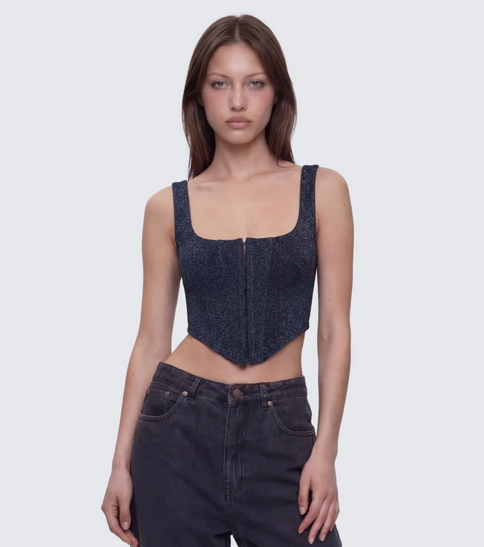 Finesse Jarvis Black Metallic Hook & Eye Corset