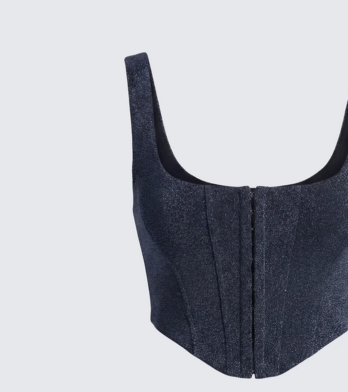 Finesse Jarvis Black Metallic Hook & Eye Corset