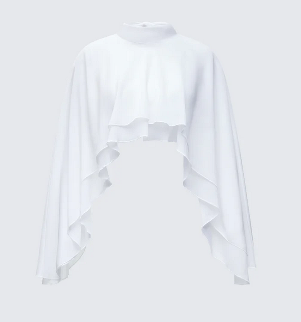 Finesse Mitchie White Georgette Open Back Cape