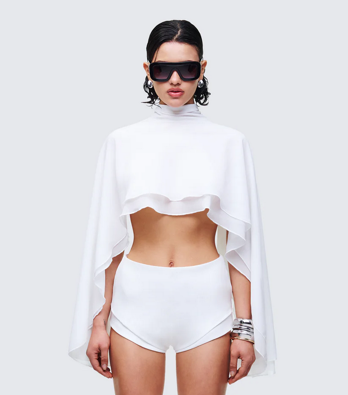 Finesse Mitchie White Georgette Open Back Cape