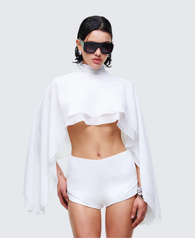 Finesse Mitchie White Georgette Open Back Cape