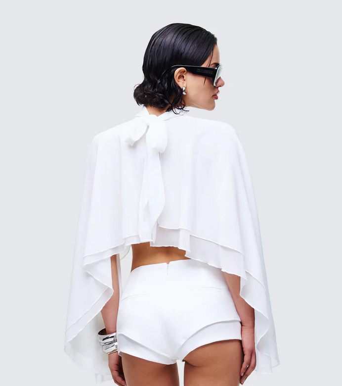 Finesse Mitchie White Georgette Open Back Cape