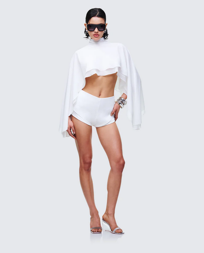 Finesse Mitchie White Georgette Open Back Cape