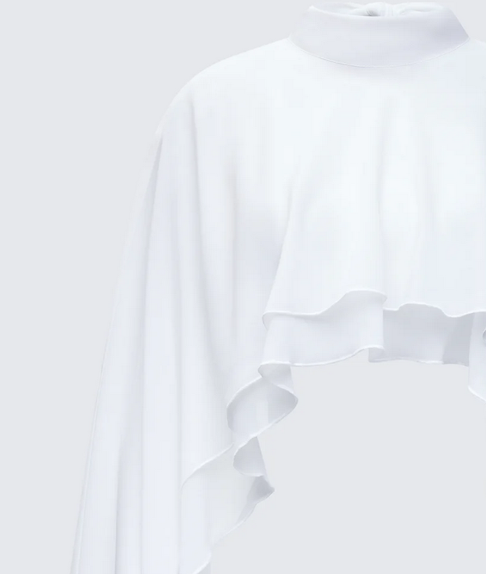 Finesse Mitchie White Georgette Open Back Cape