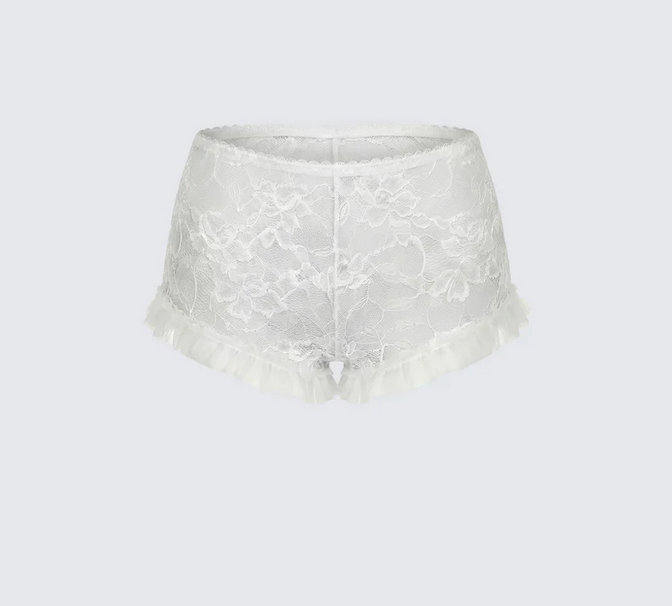 Finesse Flossie Ivory Lace Ruffle Mini Short