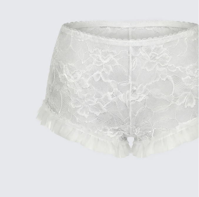 Finesse Flossie Ivory Lace Ruffle Mini Short