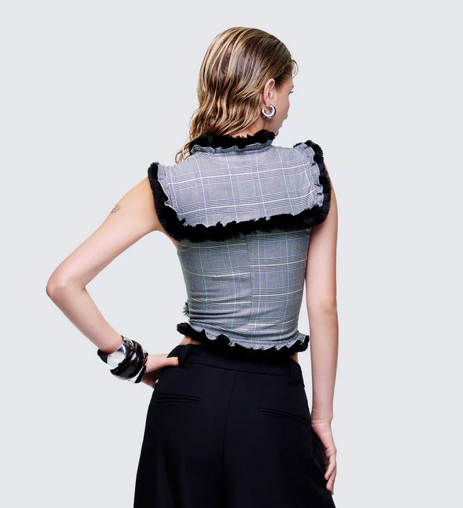 Finesse Raynah Multi Check Printed Top