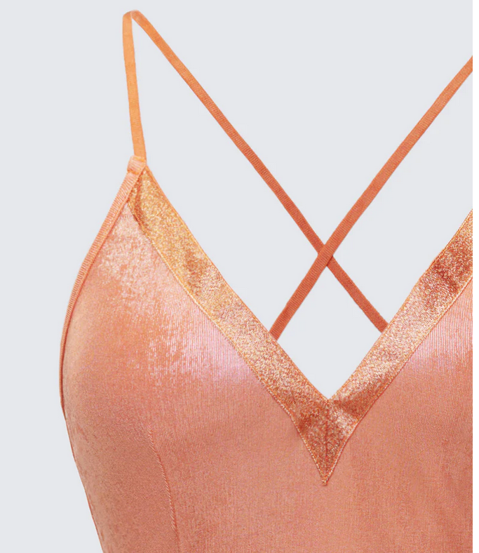 Finesse Teenay Gold Plunge Neck Strappy Cami