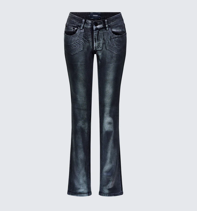 Finesse Averi Black Denim Foil Graphic Jeans