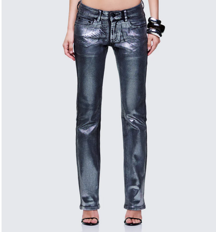 Finesse Averi Black Denim Foil Graphic Jeans