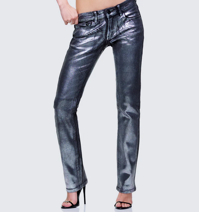 Finesse Averi Black Denim Foil Graphic Jeans