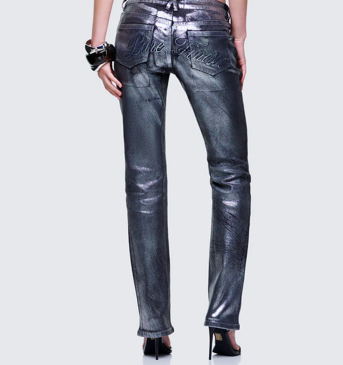 Finesse Averi Black Denim Foil Graphic Jeans