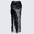Finesse Elyra Black Lace Sheer Maxi Skirt