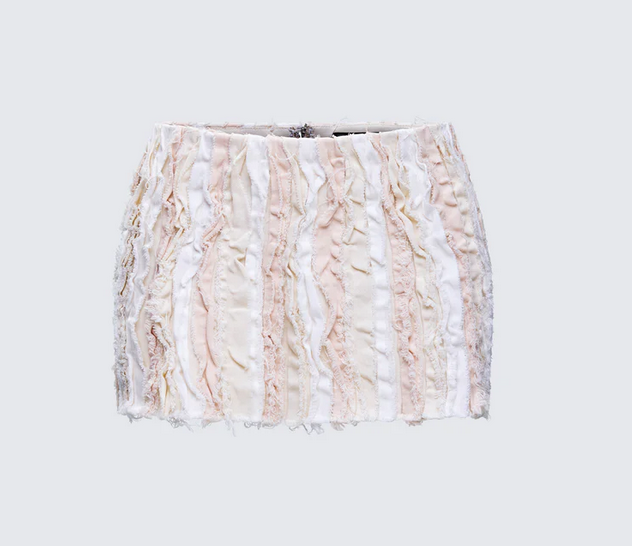 Finesse Eyra Ivory Distressed Seam Skirt