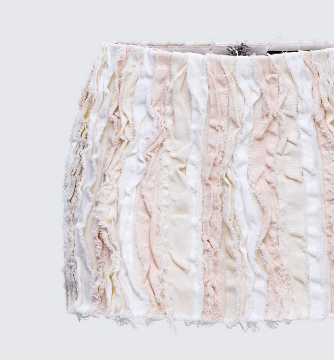 Finesse Eyra Ivory Distressed Seam Skirt