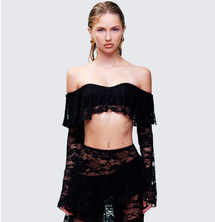Finesse Rina Lace Ruffle Bandeau Top