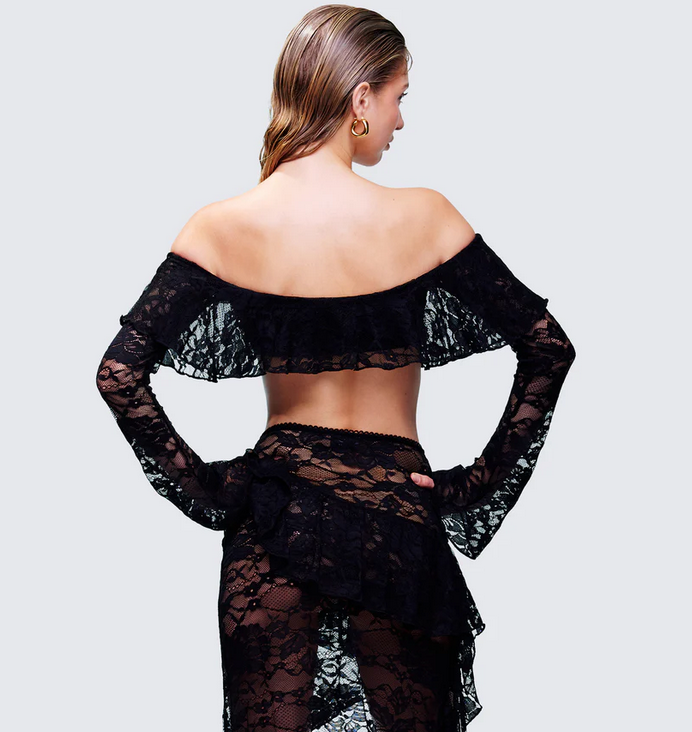 Finesse Rina Lace Ruffle Bandeau Top