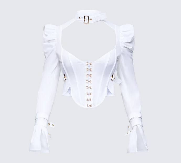 Finesse Tashi White Strap Detail Top