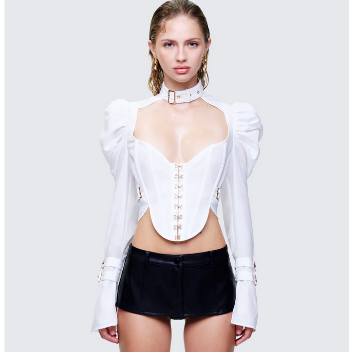 Finesse Tashi White Strap Detail Top