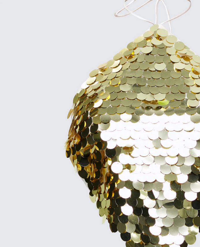 Finesse Azelie Gold Sequin Tie Up Top