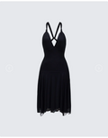 Finesse Siris Black Mesh Maxi Dress