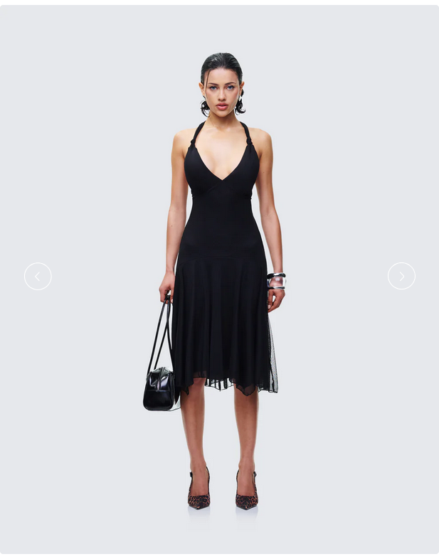 Finesse Siris Black Mesh Maxi Dress