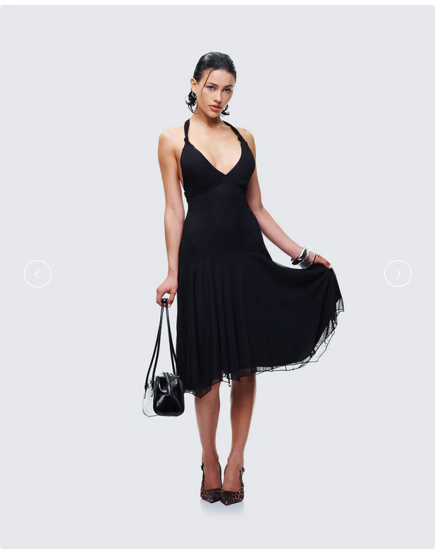 Finesse Siris Black Mesh Maxi Dress