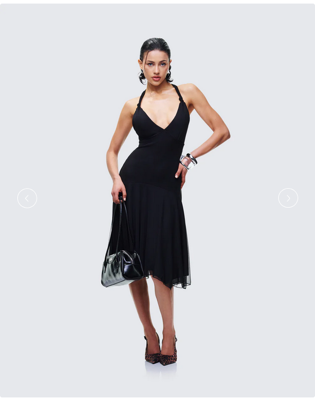 Finesse Siris Black Mesh Maxi Dress