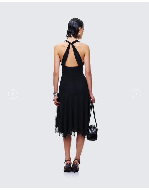 Finesse Siris Black Mesh Maxi Dress