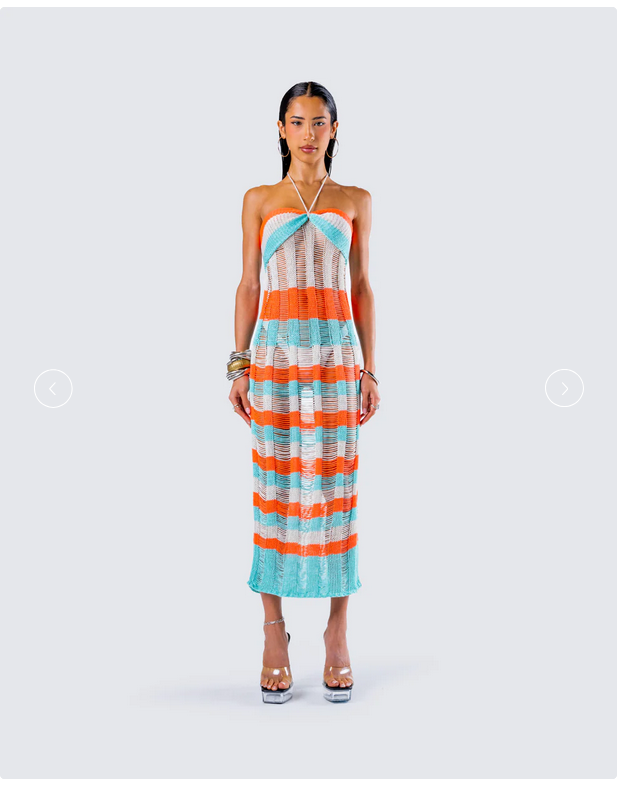 Finesse Derica Multi Open Knit Midi Dress