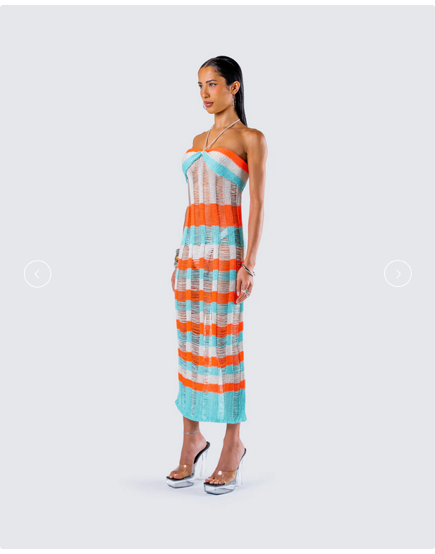 Finesse Derica Multi Open Knit Midi Dress
