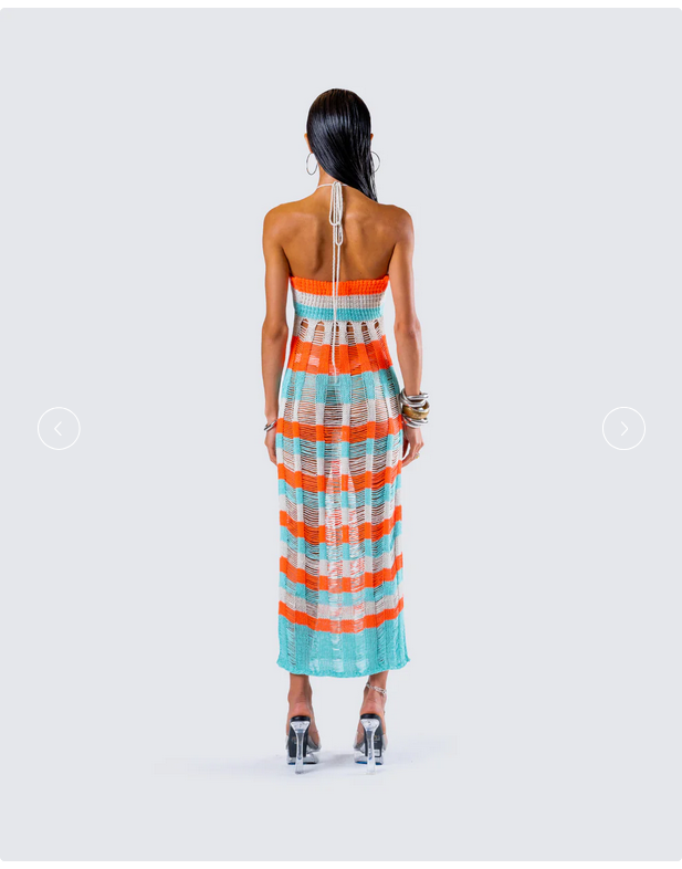 Finesse Derica Multi Open Knit Midi Dress
