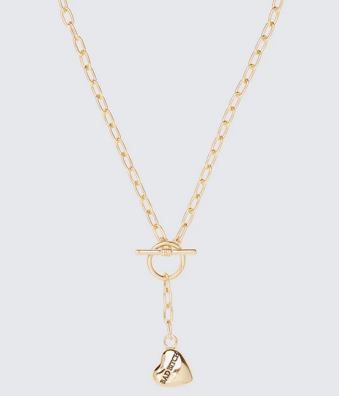 Finesse Odetta Gold T-Bar Heart Pendant Necklace