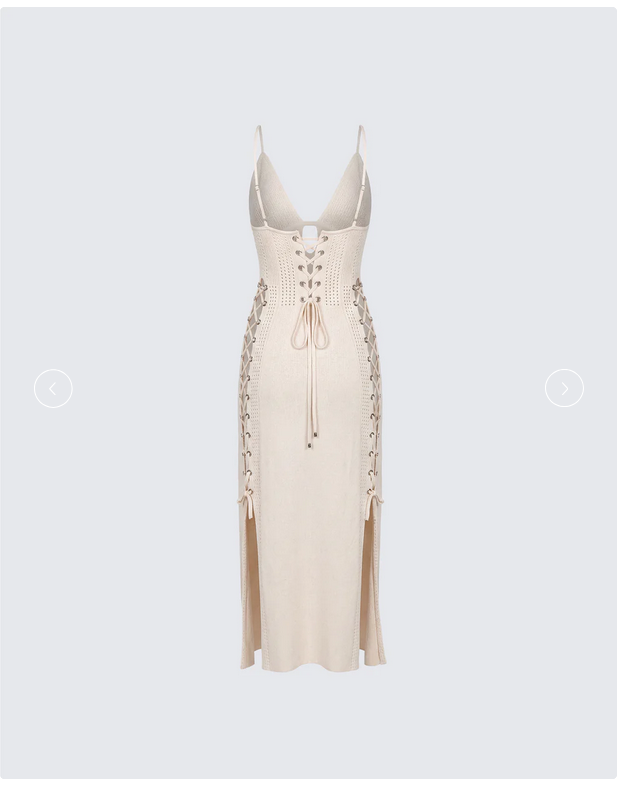 Finesse Jing Ivory Crochet Knit Midi Dress