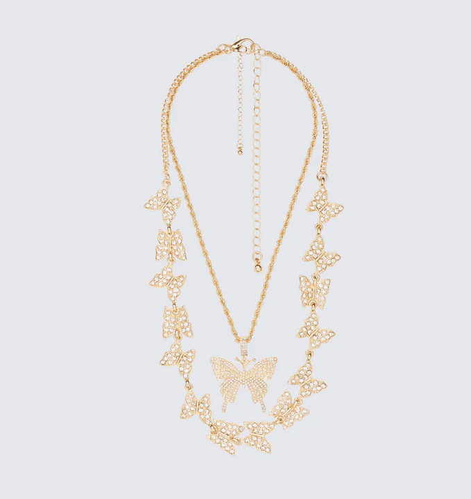 Finesse Val Gold Butterfly Necklace Stack