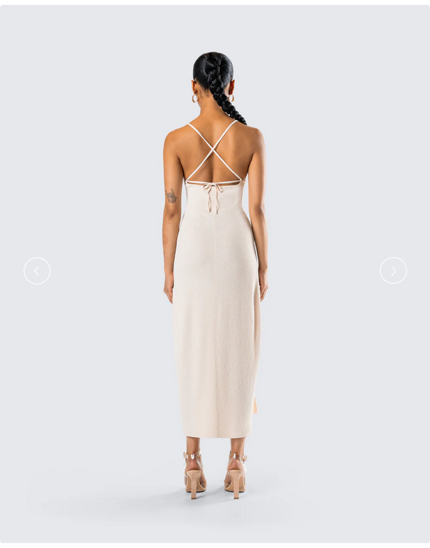 Finesse Jing Ivory Crochet Knit Midi Dress