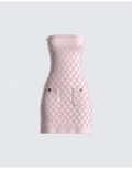 Finesse Celine Pink Pattern Knit Mini Dress